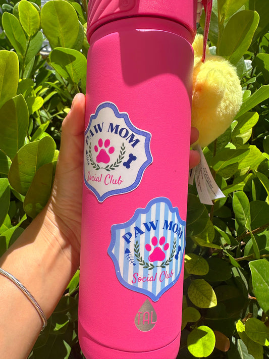 Paw Mom Social Club Stickers | Pet Sticker | Laptop, Water Bottle, Kindle Decal