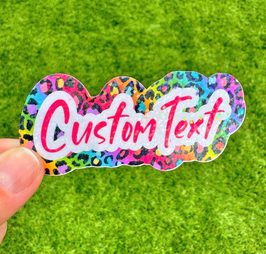 Custom Name Cheetah Sticker | Animal Print 90s Y2K Vinyl Decal for Laptop & Water Bottle