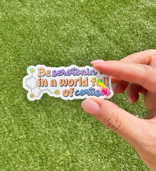 Serotonin Happy Cortisol Sticker | Science Chemistry Vinyl Decal for Laptop & Water Bottle