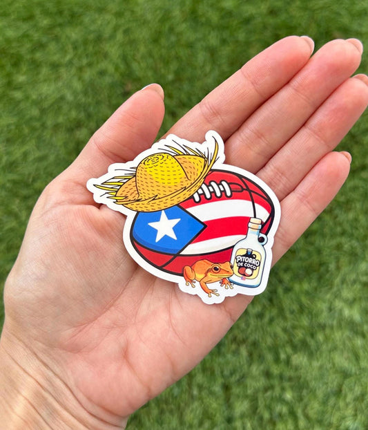 Boricua Football Sticker | Puerto Rico Vinyl Decal for Laptop & Water Bottle