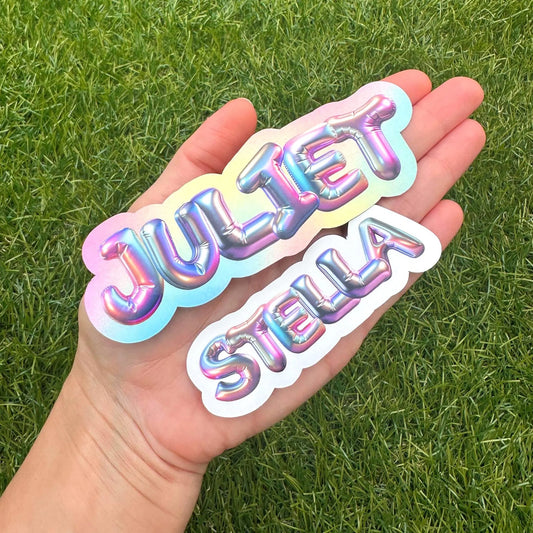 Custom Foil Balloon Font Name Sticker | Personalized Vinyl Decal for Parties & Celebrations