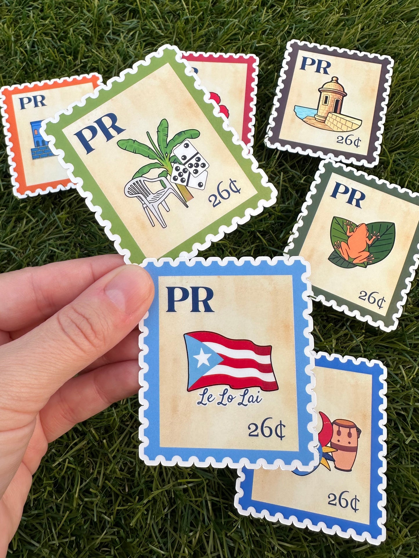Puerto Rico Postage Icons Stamp Stickers-Boricua Gift-Laptop, Water Bottle, Kindle Decal