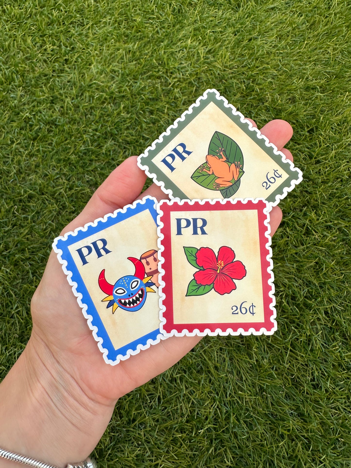 Puerto Rico Postage Icons Stamp Stickers-Boricua Gift-Laptop, Water Bottle, Kindle Decal