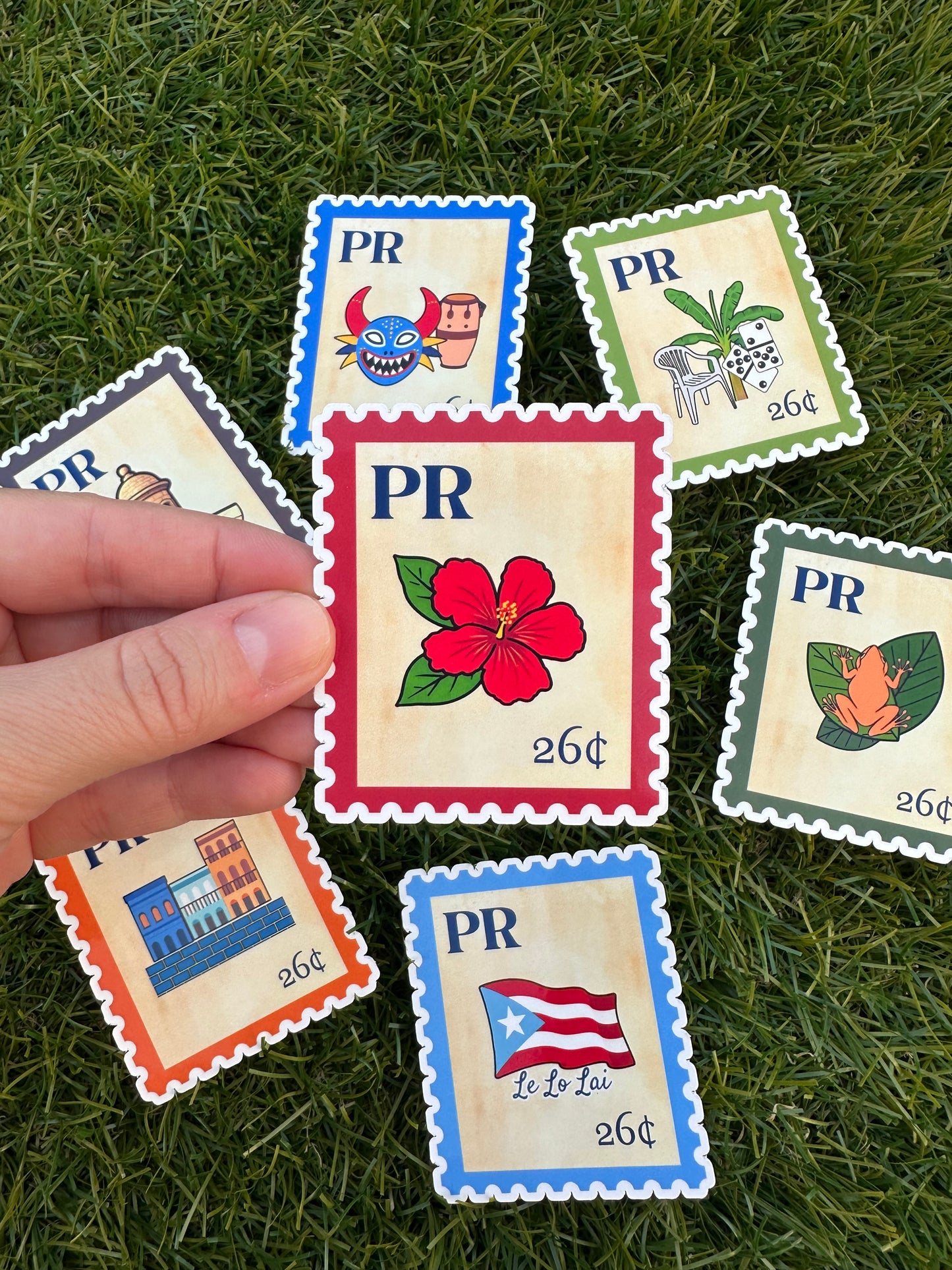 Puerto Rico Postage Icons Stamp Stickers-Boricua Gift-Laptop, Water Bottle, Kindle Decal