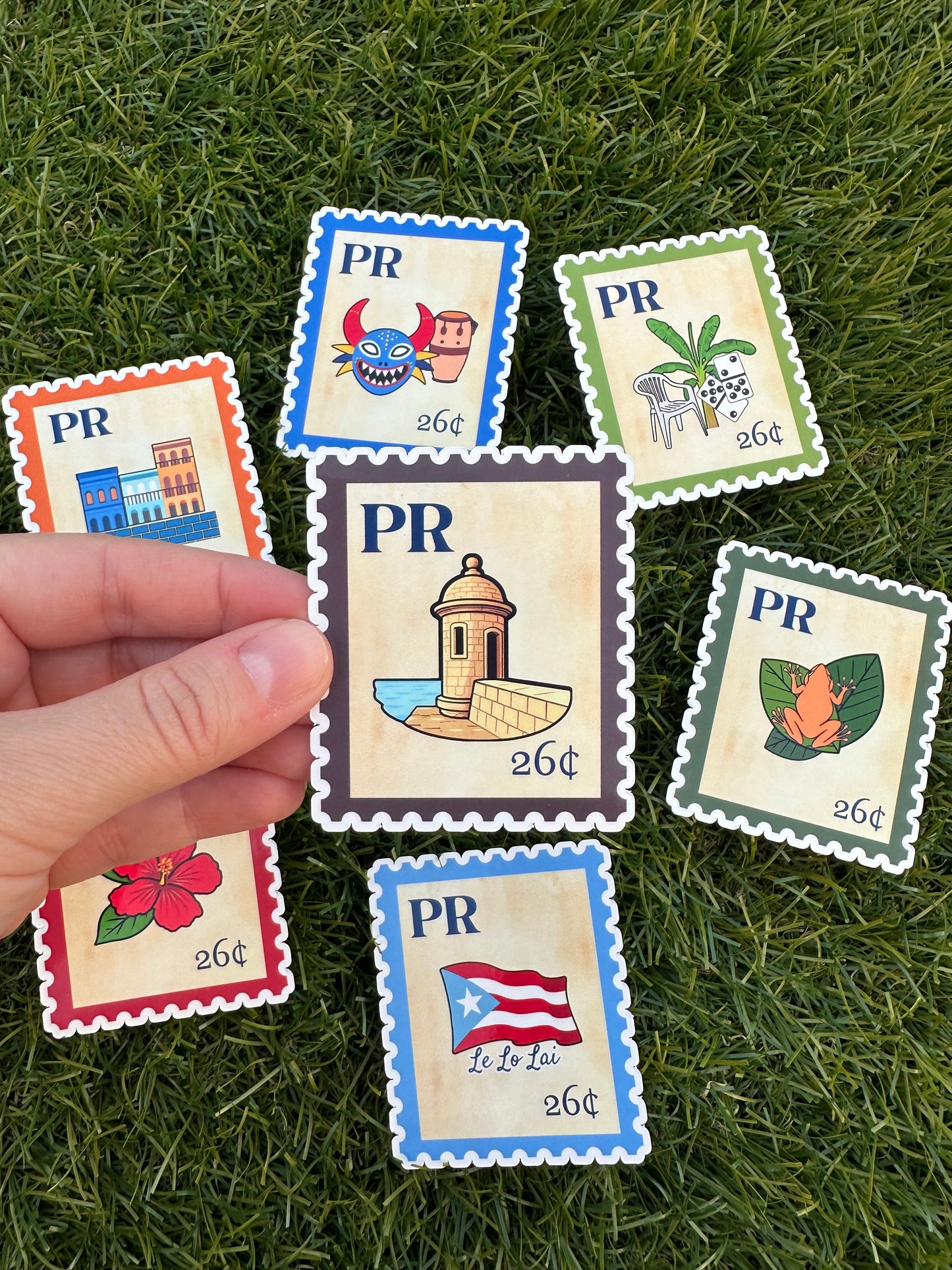 Puerto Rico Postage Icons Stamp Stickers-Boricua Gift-Laptop, Water Bottle, Kindle Decal