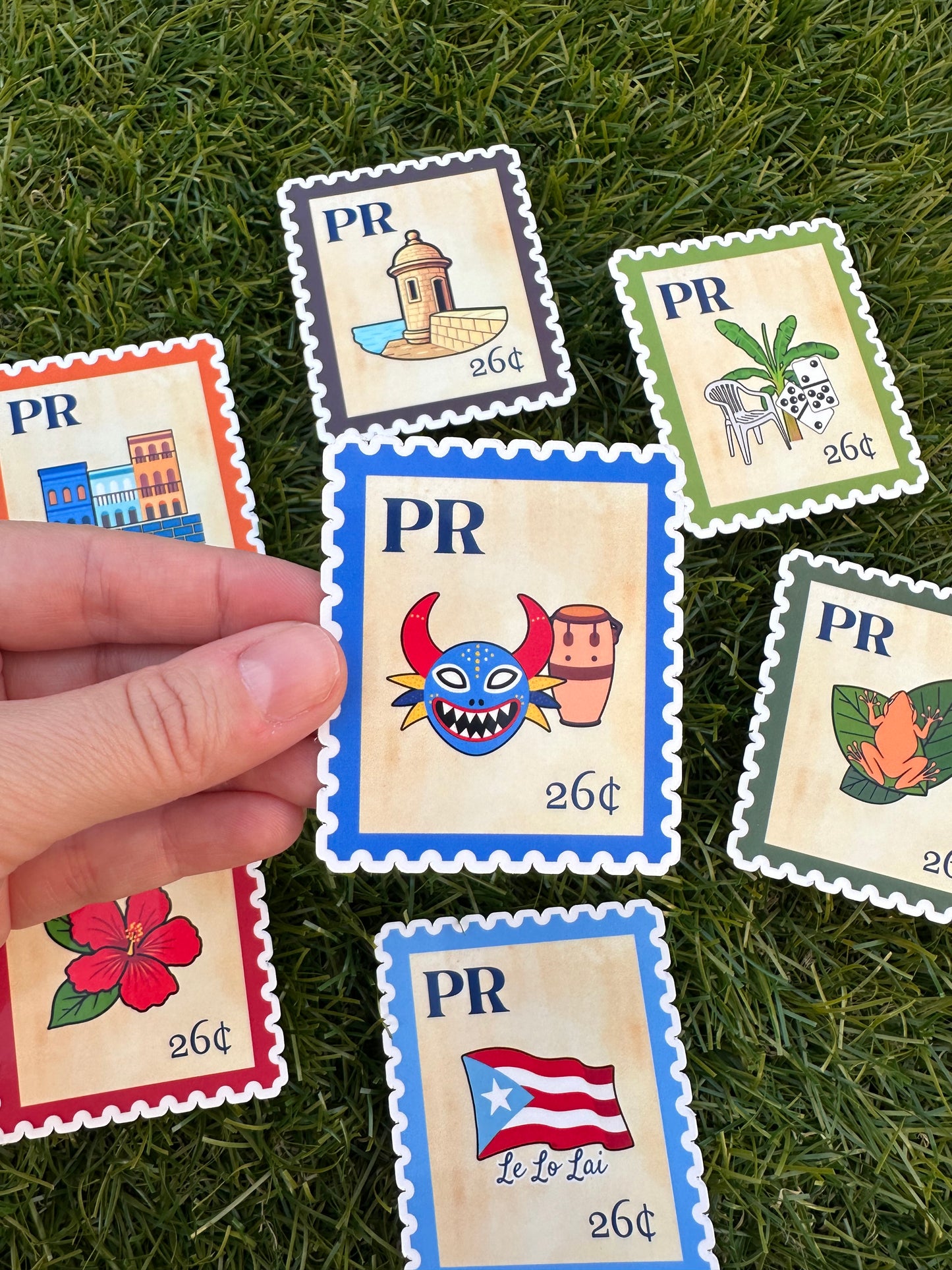 Puerto Rico Postage Icons Stamp Stickers-Boricua Gift-Laptop, Water Bottle, Kindle Decal