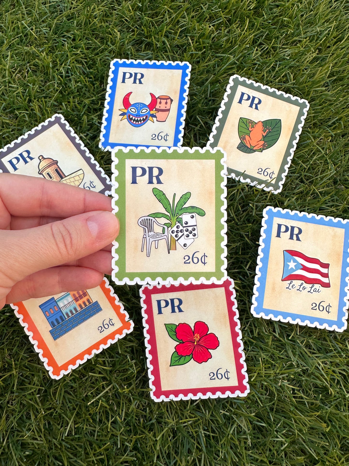 Puerto Rico Postage Icons Stamp Stickers-Boricua Gift-Laptop, Water Bottle, Kindle Decal