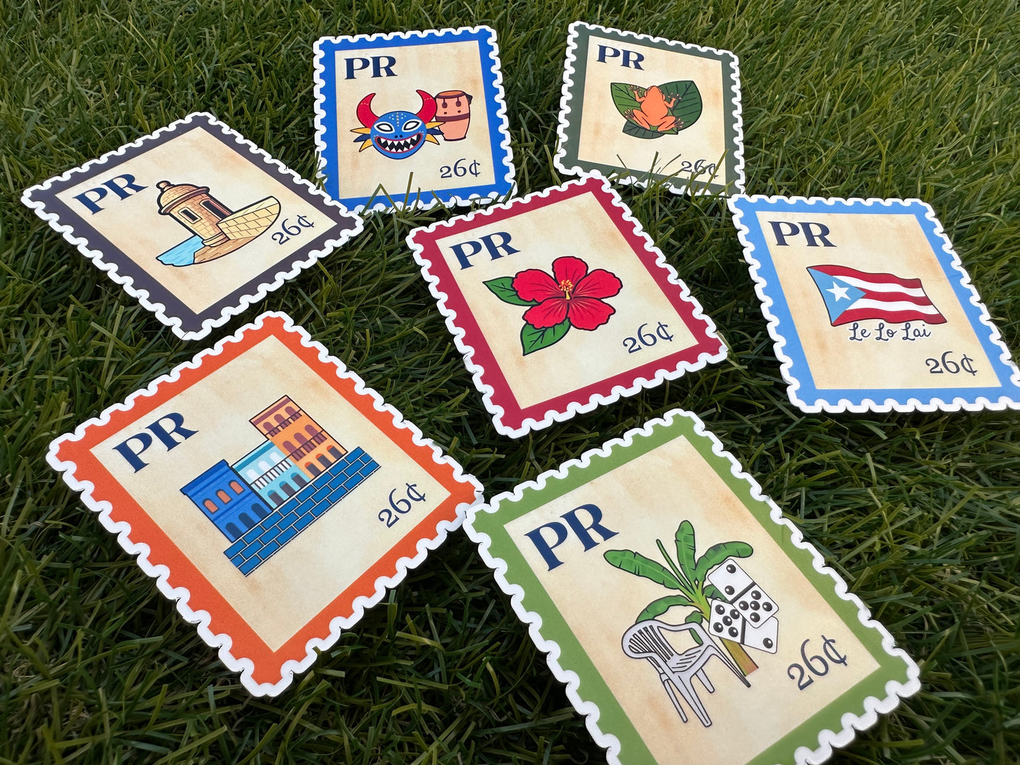 Puerto Rico Postage Icons Stamp Stickers-Boricua Gift-Laptop, Water Bottle, Kindle Decal