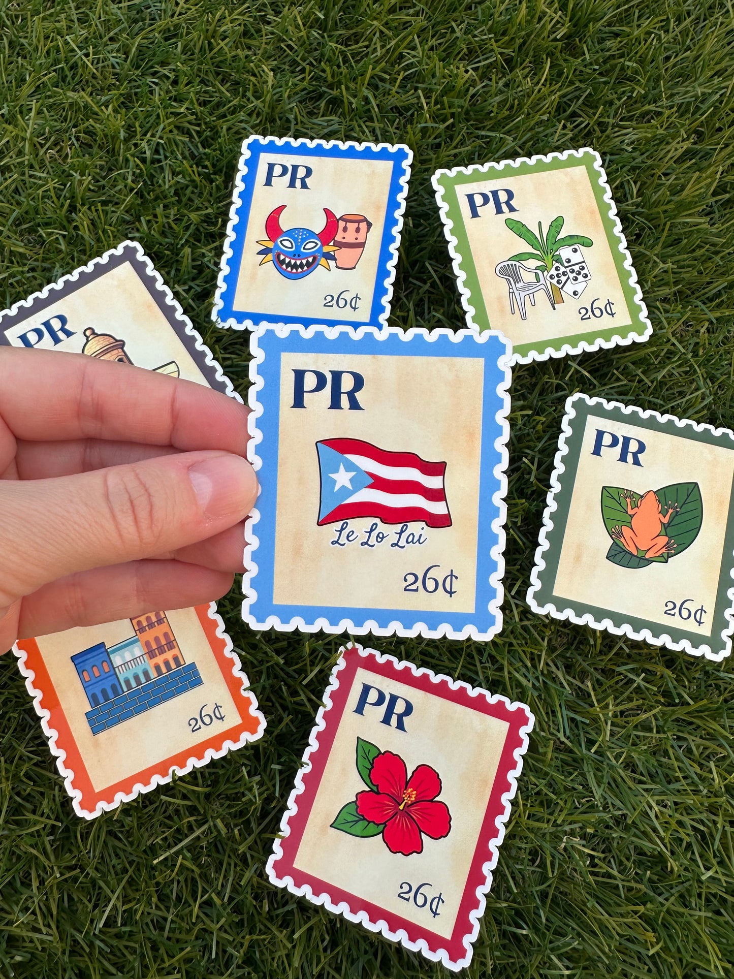 Puerto Rico Postage Icons Stamp Stickers-Boricua Gift-Laptop, Water Bottle, Kindle Decal
