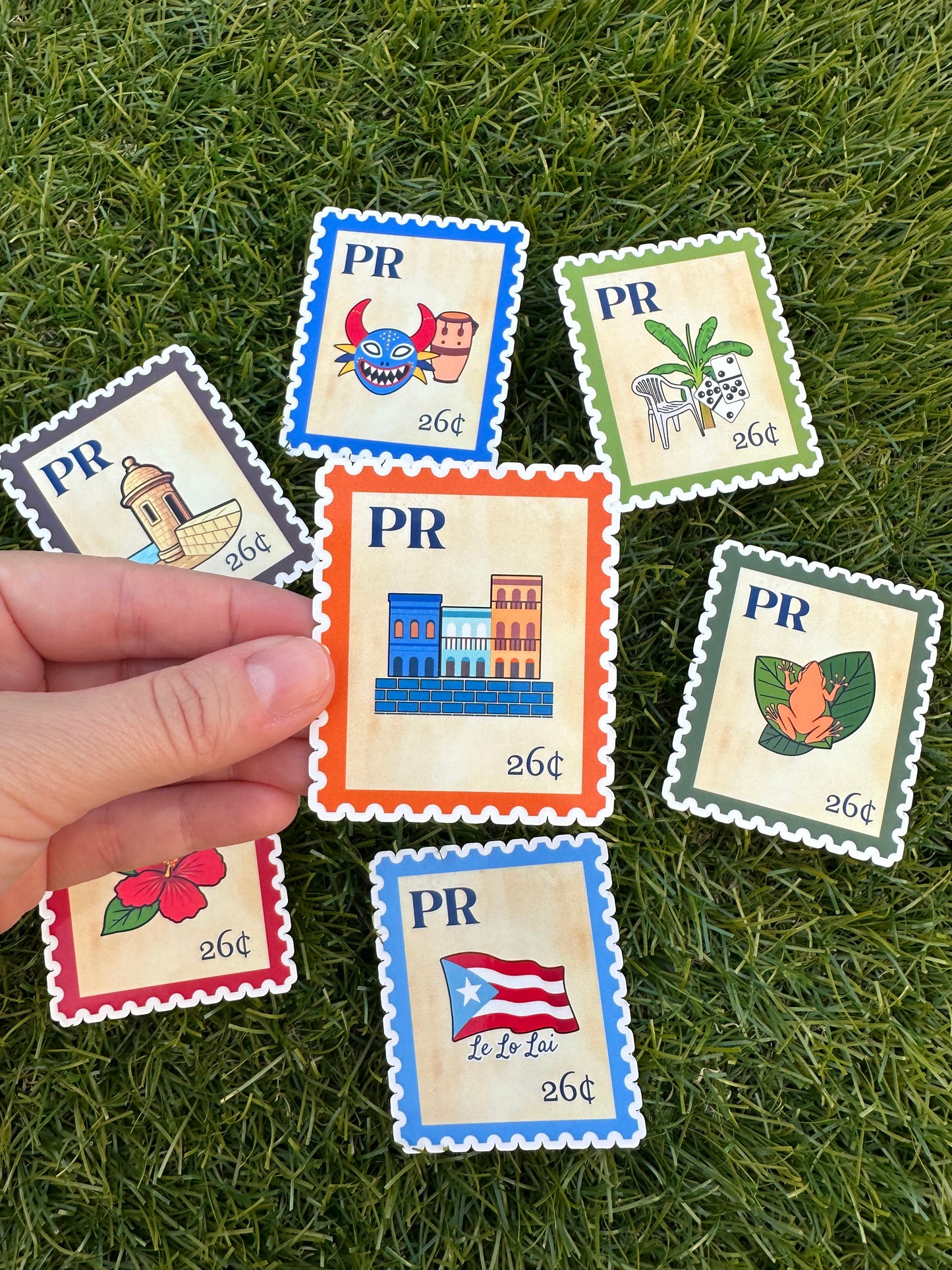 Puerto Rico Postage Icons Stamp Stickers-Boricua Gift-Laptop, Water Bottle, Kindle Decal
