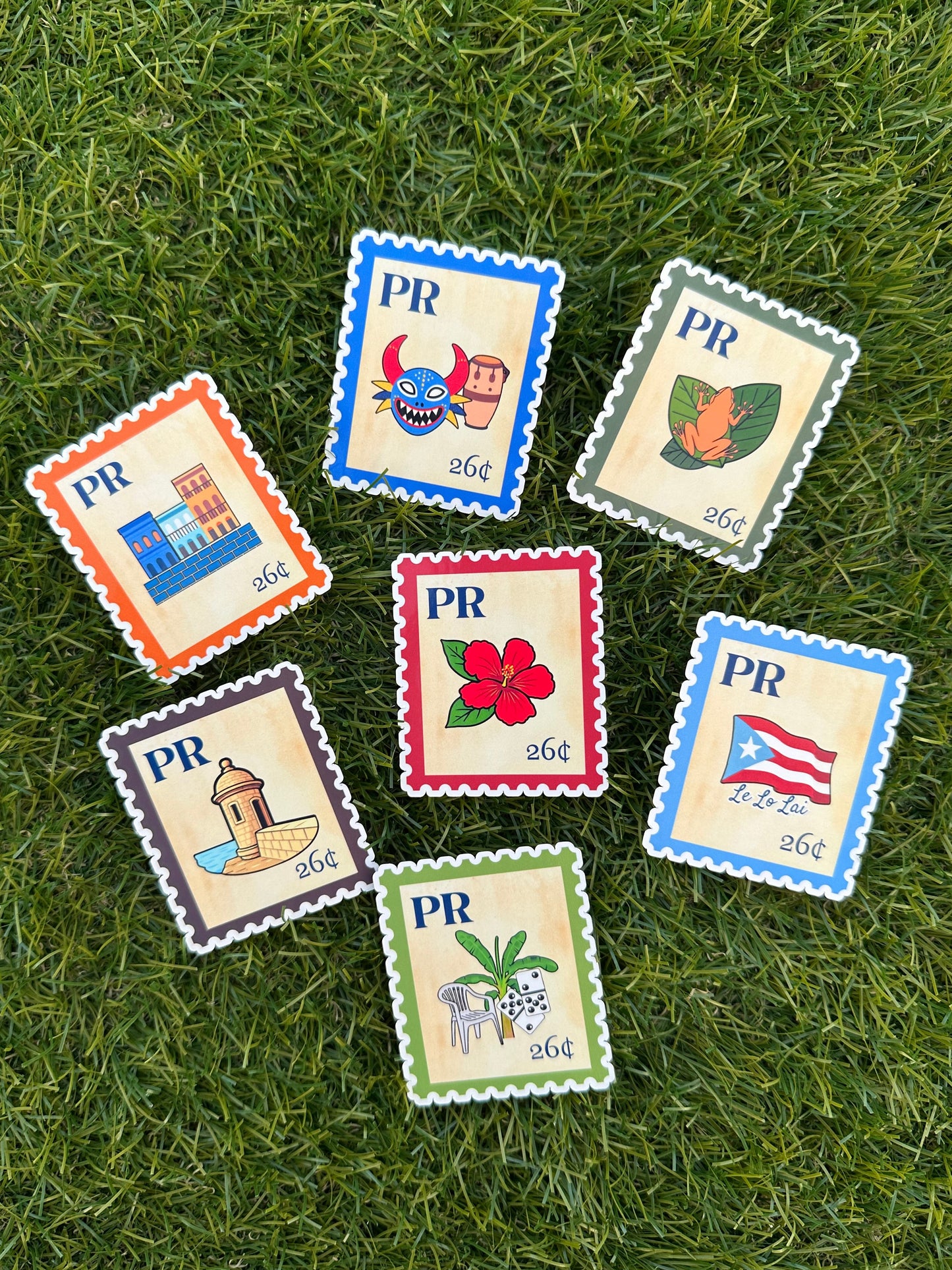 Puerto Rico Postage Icons Stamp Stickers-Boricua Gift-Laptop, Water Bottle, Kindle Decal