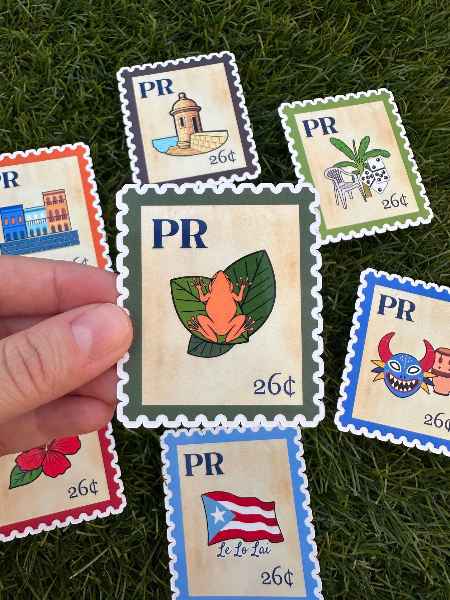 Puerto Rico Postage Icons Stamp Stickers-Boricua Gift-Laptop, Water Bottle, Kindle Decal