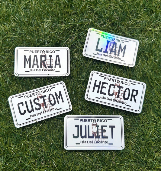 Custom Name Puerto Rico License Plate Sticker| Puerto Rico Boricua Pride | Laptop Water Bottle Decal