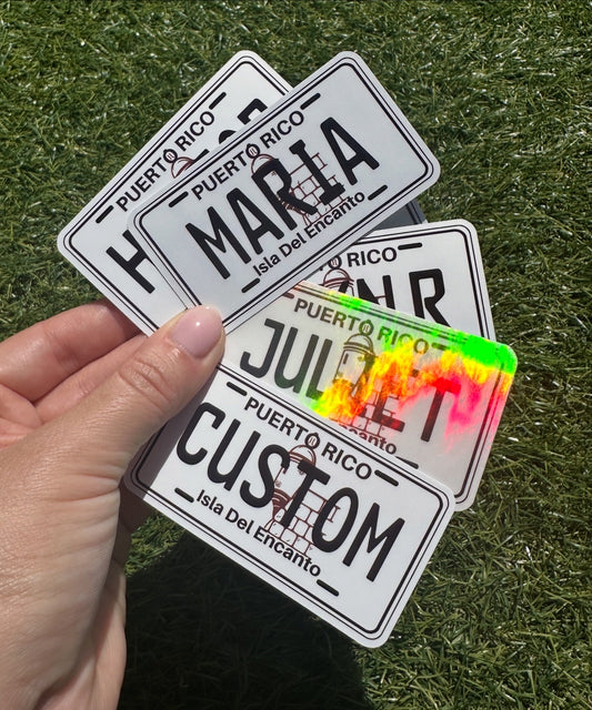 Custom Name Puerto Rico License Plate Sticker| Puerto Rico Boricua Pride | Laptop Water Bottle Decal