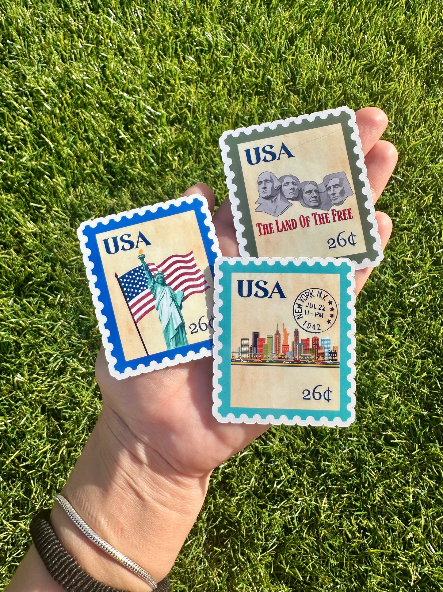 USA Postage Icons Stamp Stickers | American Heritage | Laptop, Water Bottle, Kindle Decal
