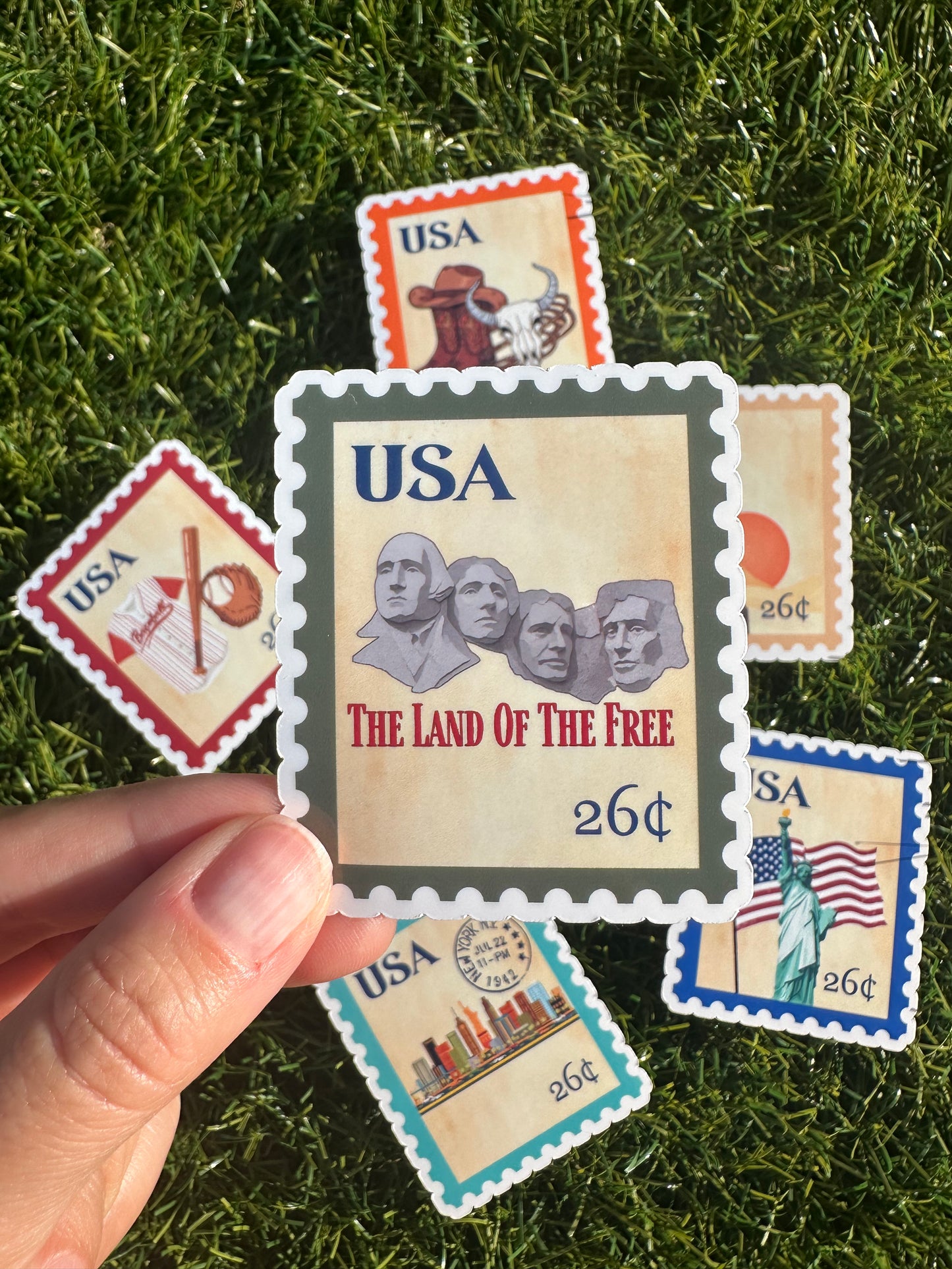 USA Postage Icons Stamp Stickers | American Heritage | Laptop, Water Bottle, Kindle Decal