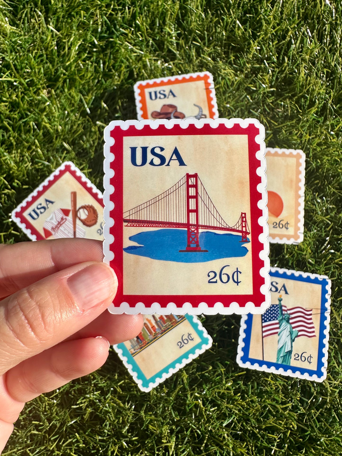 USA Postage Icons Stamp Stickers | American Heritage | Laptop, Water Bottle, Kindle Decal