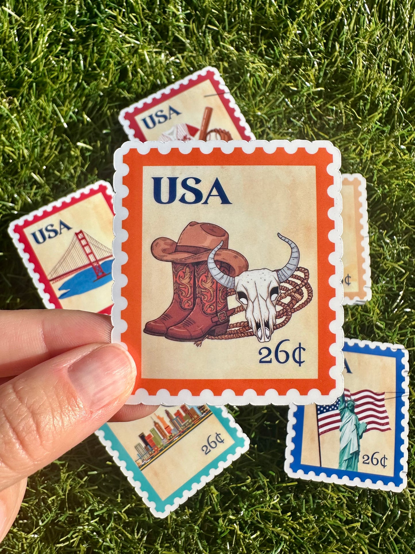 USA Postage Icons Stamp Stickers | American Heritage | Laptop, Water Bottle, Kindle Decal