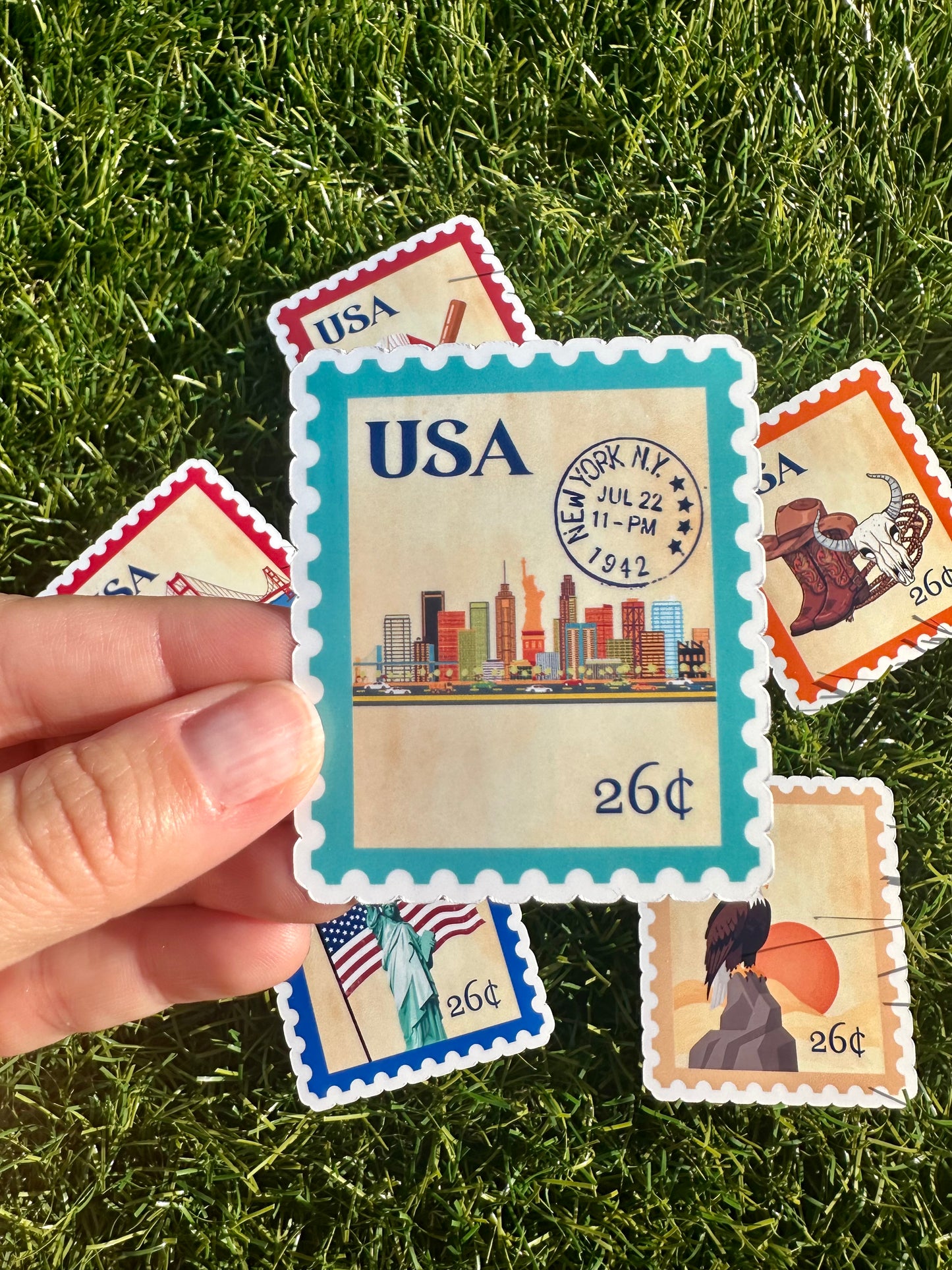 USA Postage Icons Stamp Stickers | American Heritage | Laptop, Water Bottle, Kindle Decal