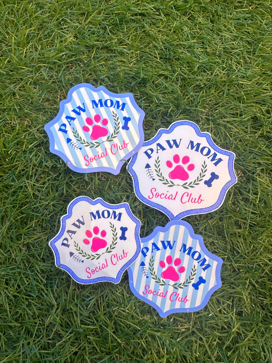 Paw Mom Social Club Stickers | Pet Sticker | Laptop, Water Bottle, Kindle Decal