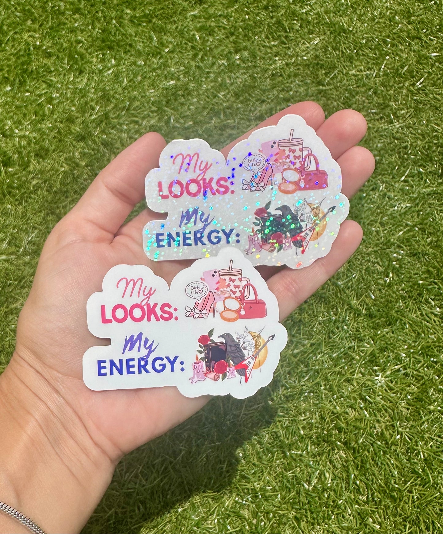 My Looks My Energy Humor Sticker - Pinky and Dark Vibes - Vinyl Decal for Laptop & Water Bottle