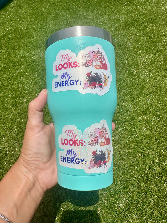 My Looks My Energy Humor Sticker - Pinky and Dark Vibes - Vinyl Decal for Laptop & Water Bottle