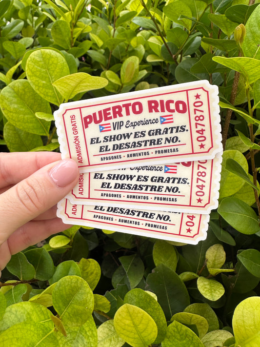 Puerto Rico Circus Show Ticket Sticker - Sarcastic Humor Boricua| Laptop, Water Bottle, Kindle Decal