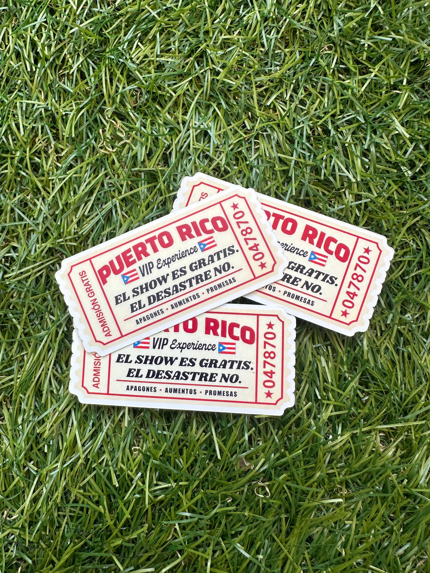 Puerto Rico Circus Show Ticket Sticker - Sarcastic Humor Boricua| Laptop, Water Bottle, Kindle Decal