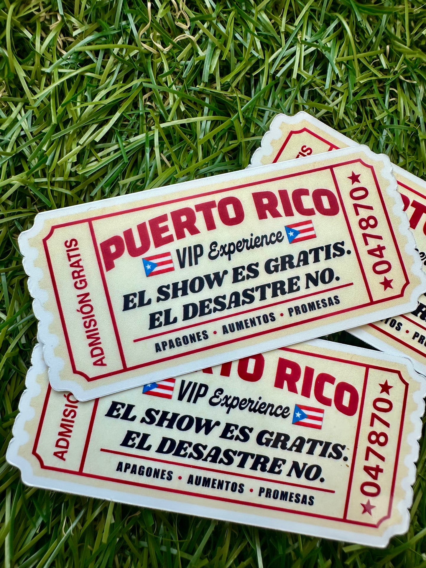 Puerto Rico Circus Show Ticket Sticker - Sarcastic Humor Boricua| Laptop, Water Bottle, Kindle Decal