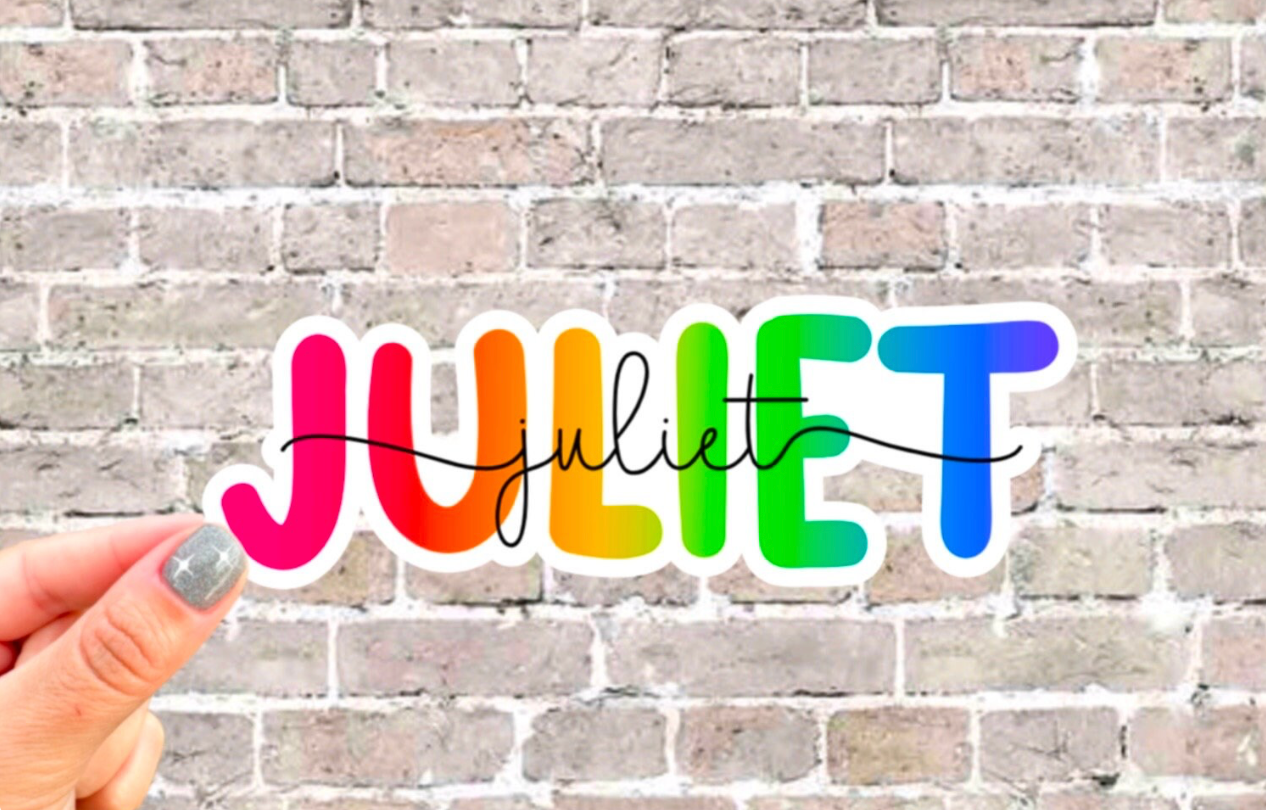 Custom Name Multicolor Bubbly Sticker: Personalized Vinyl Decal