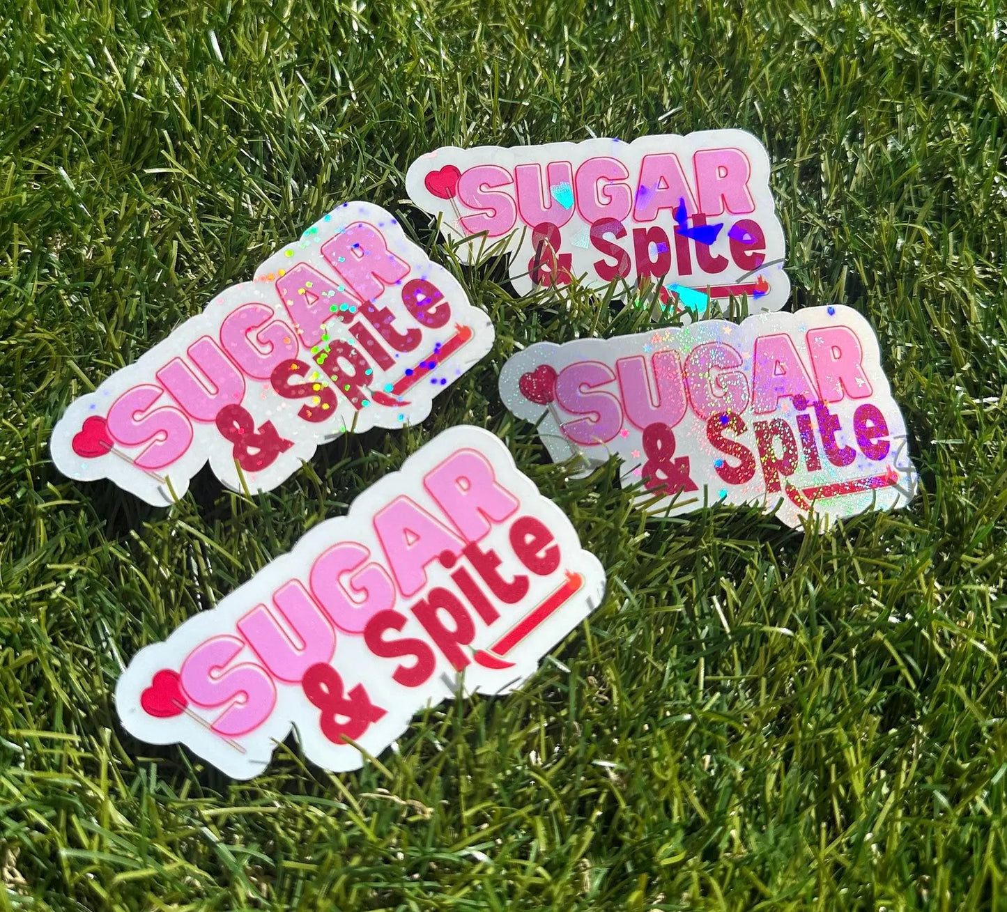 Sugar and Spite Humor Sticker| Funny Sarcastic Girly Vinyl Decal for Laptop & Water Bottle