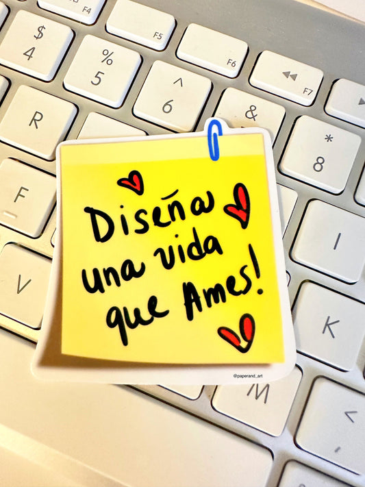 Spanish Quote Sticker: Design a Life You Love - Motivational Sticker