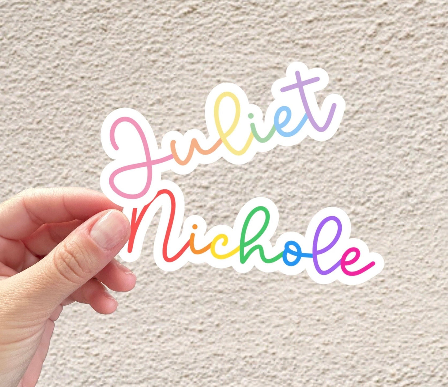 Custom Rainbow Font Name Sticker | Personalized Colorful Vinyl Decal for Laptop & Water Bottle