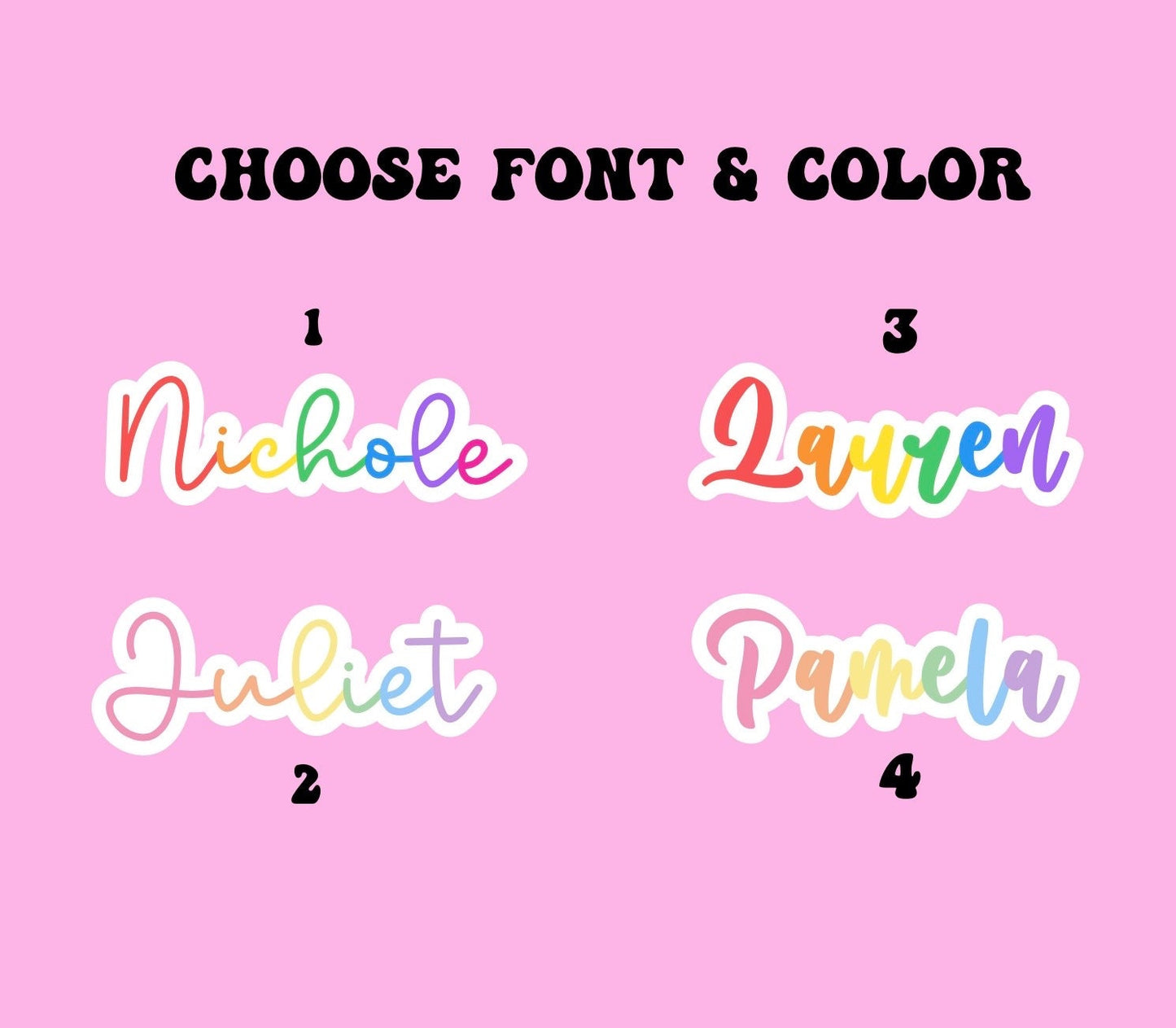 Custom Rainbow Font Name Sticker | Personalized Colorful Vinyl Decal for Laptop & Water Bottle