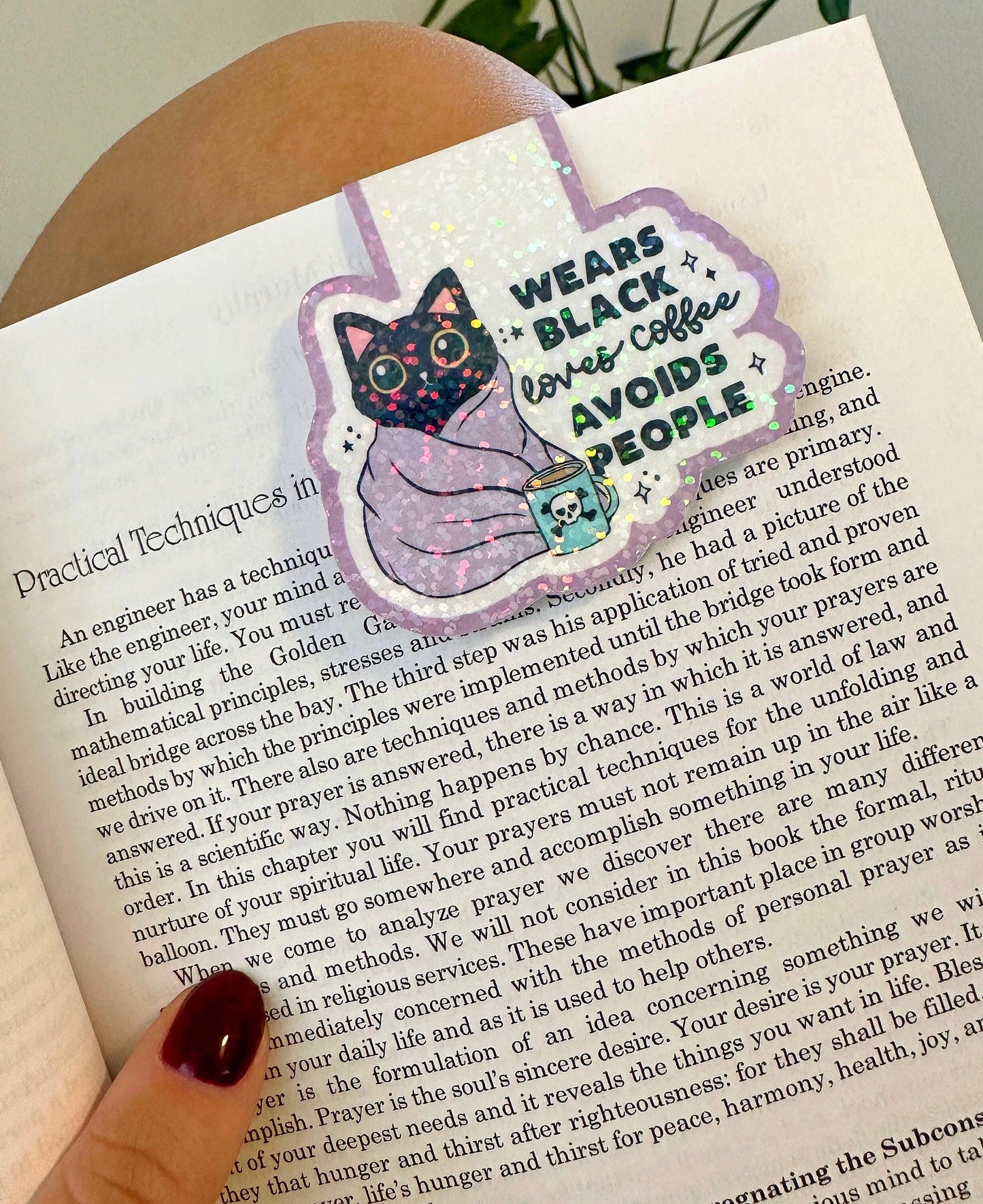 Black Cat Magnetic Bookmark | Funny Holographic Reader Gift