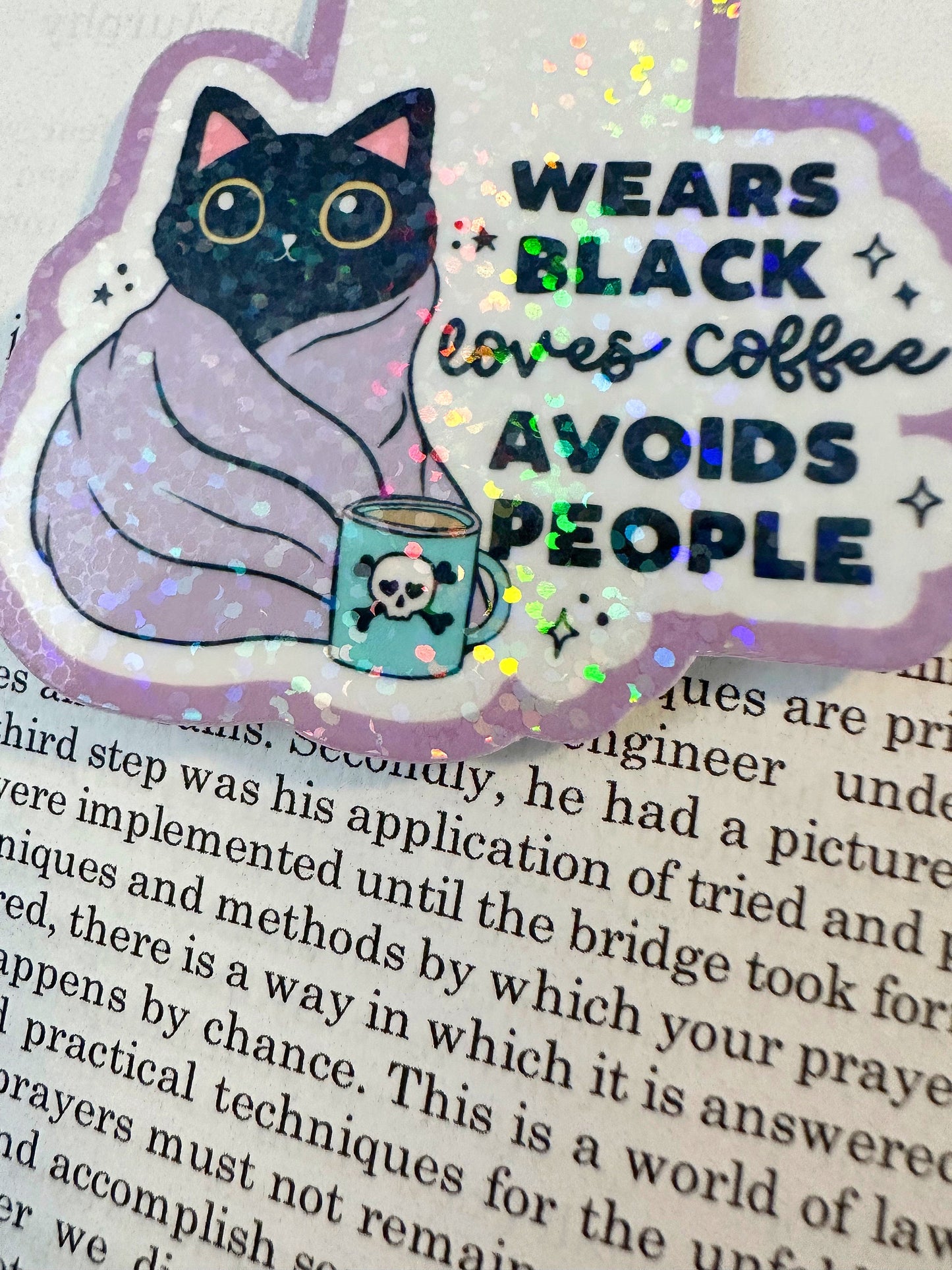 Black Cat Magnetic Bookmark | Funny Holographic Reader Gift