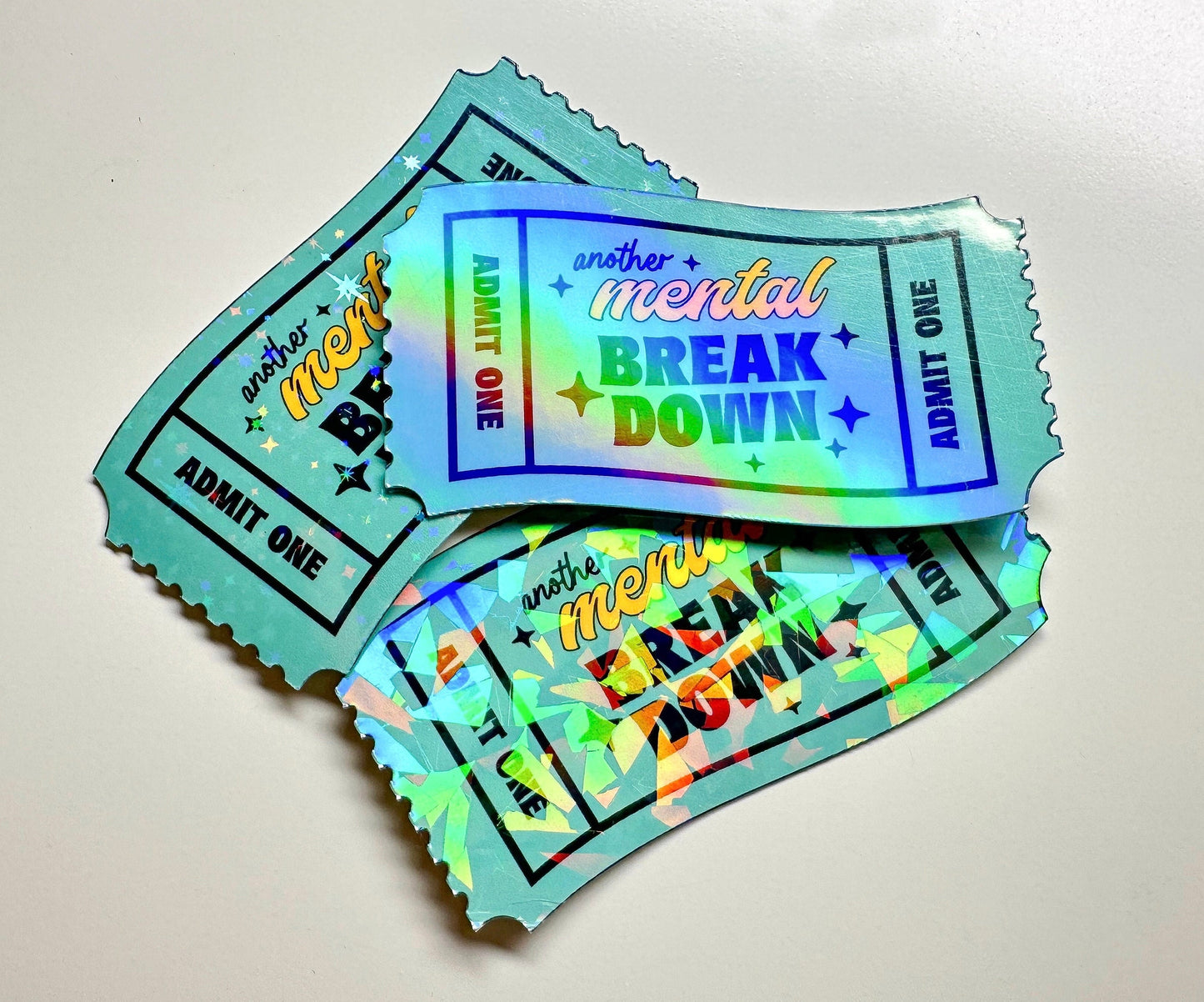 Mental Breakdown Ticket Sticker | Funny Sarcastic Vinyl Decal for Laptop & Water Bottle