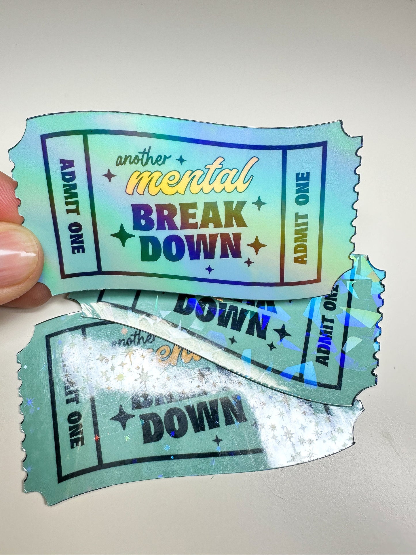 Mental Breakdown Ticket Sticker | Funny Sarcastic Vinyl Decal for Laptop & Water Bottle
