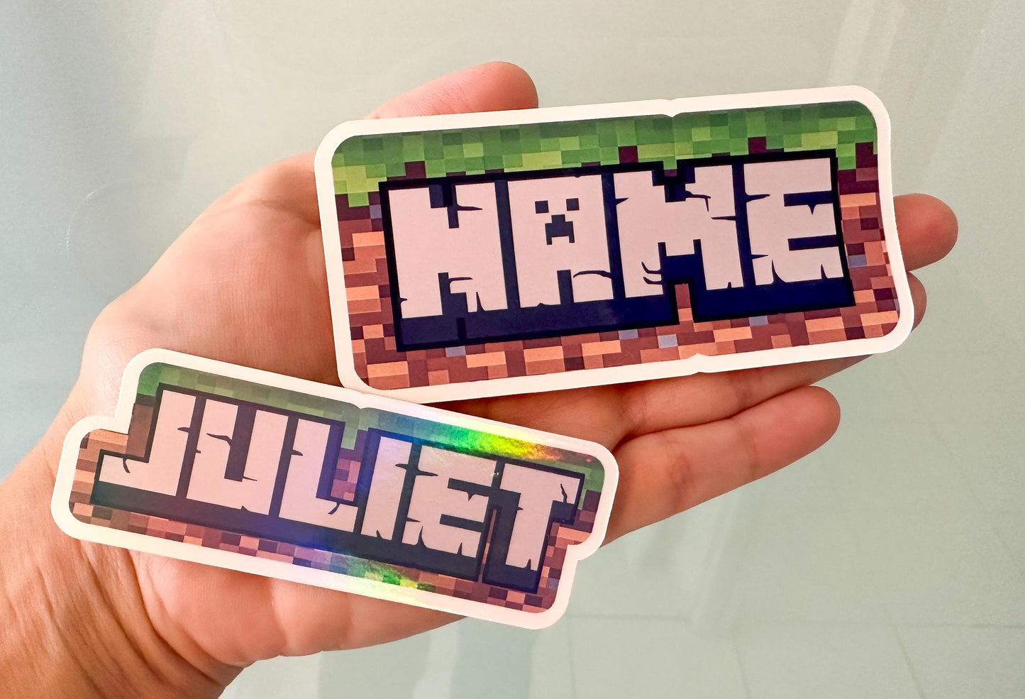 Custom Mining Block Building Game Name Sticker | Personalized Gamer Vinyl Decal for Laptop & Water Bottle
