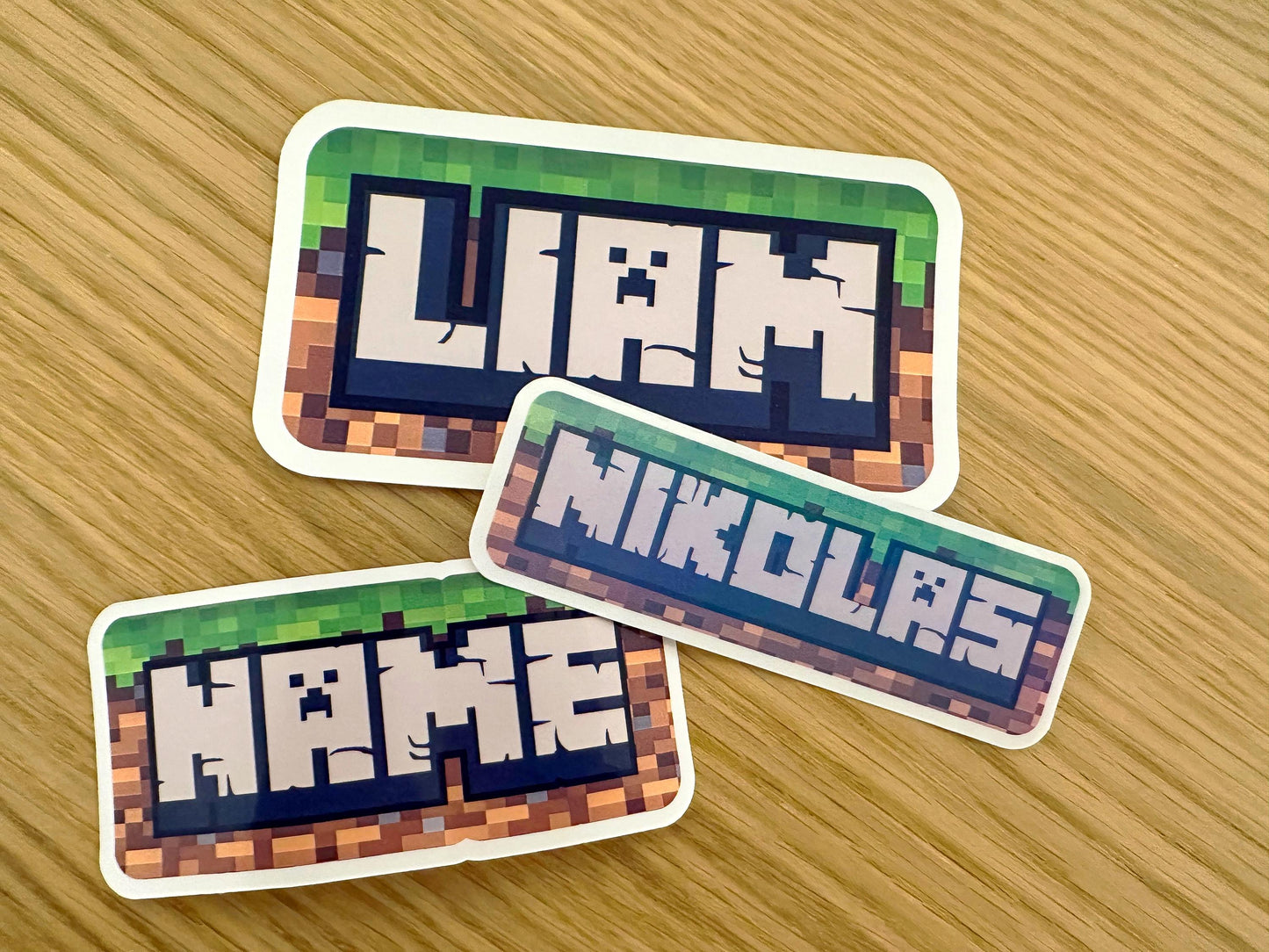 Custom Mining Block Building Game Name Sticker | Personalized Gamer Vinyl Decal for Laptop & Water Bottle