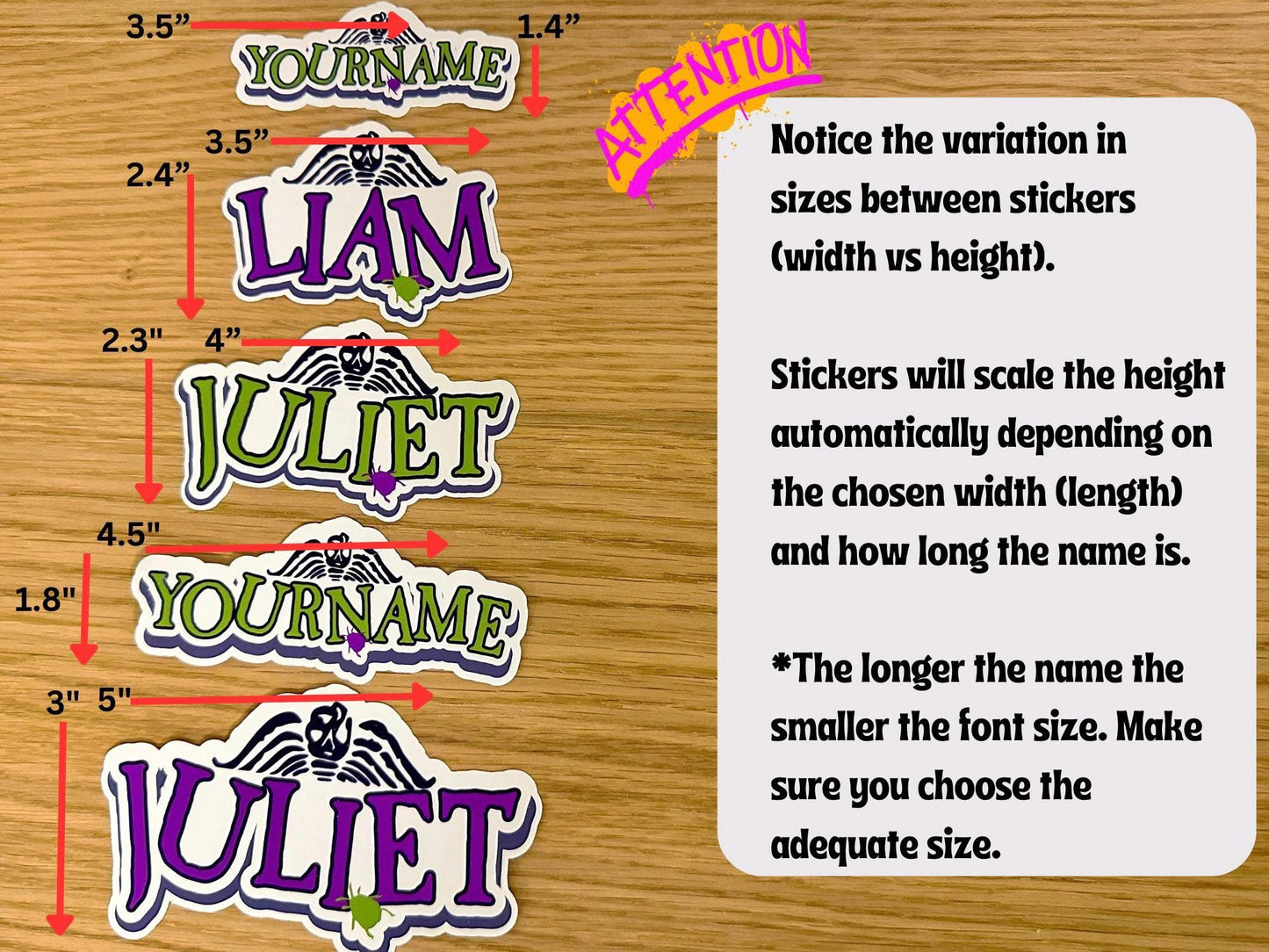 Custom Striped Horror Classic Name Sticker | 80s Personalized Vinyl Decal for Laptop & Water Bottle