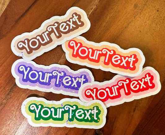 Custom Pink Glam Name Sticker — Retro Doll Font | Personalized Vinyl Decal for Laptop & Water Bottle