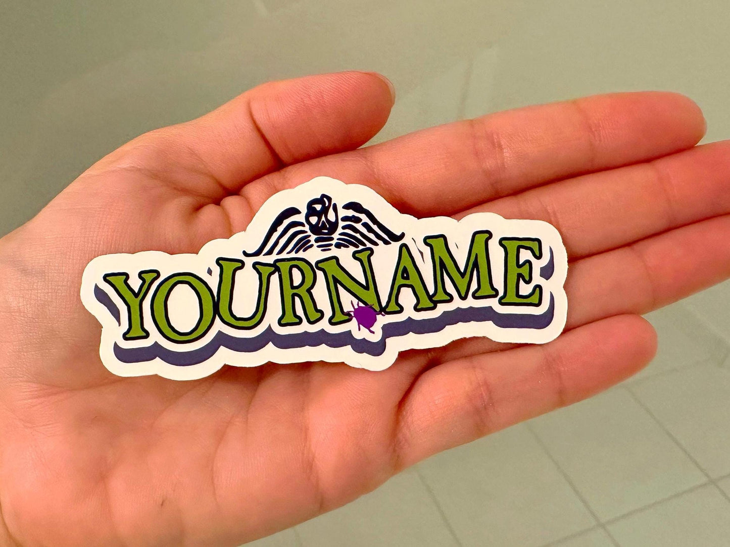 Custom Striped Horror Classic Name Sticker | 80s Personalized Vinyl Decal for Laptop & Water Bottle