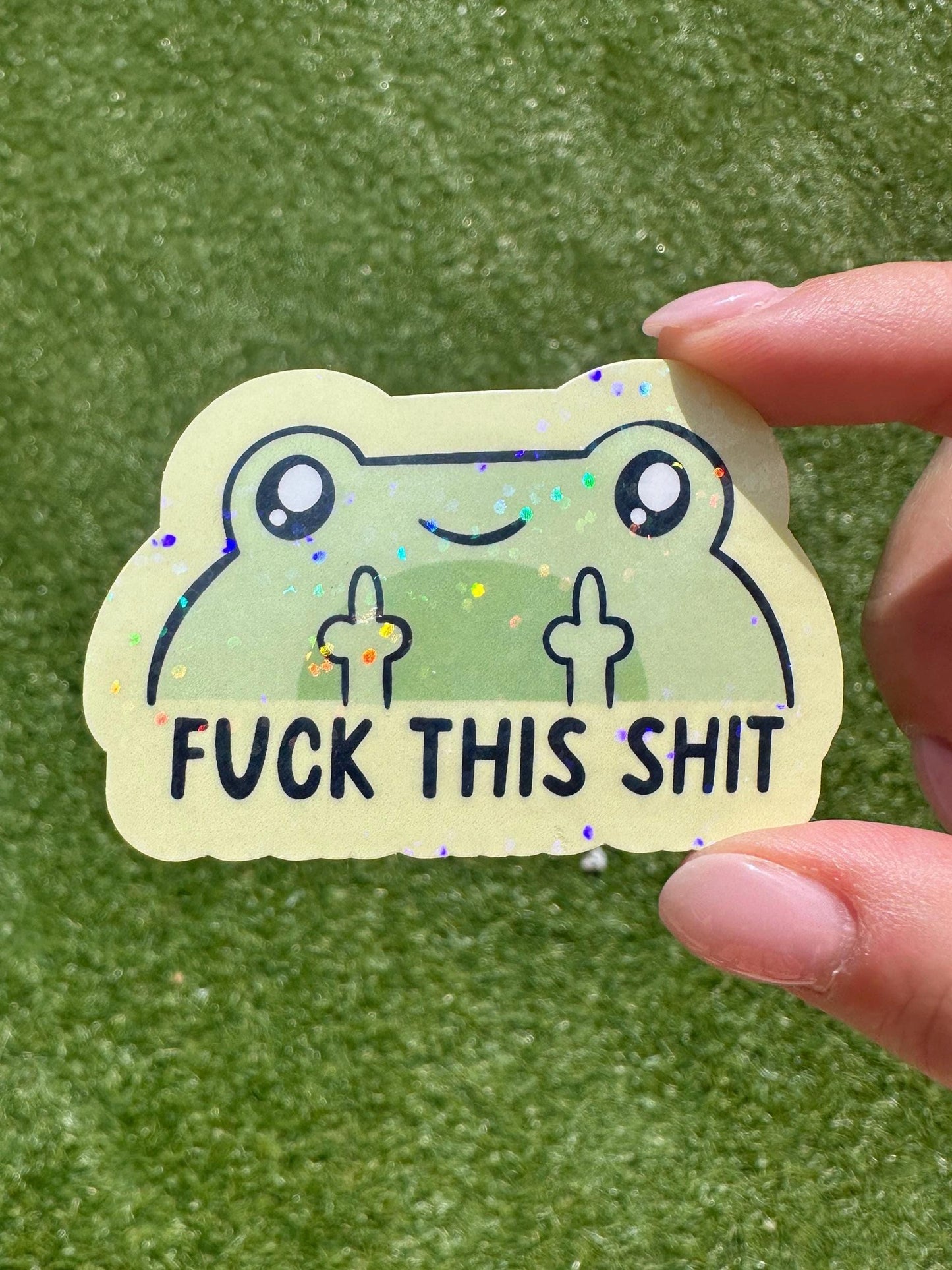 Sarcastic Frog F*** This Sticker | Snarky Humor Vinyl Decal for Laptop & Water Bottle