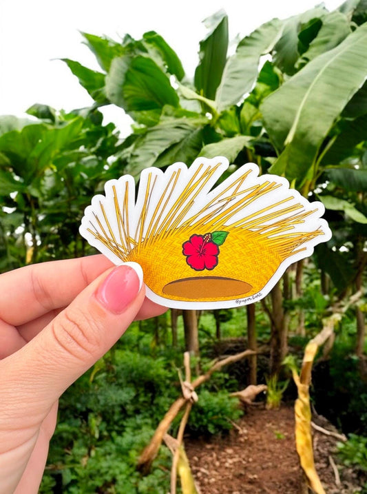 Traditional Puerto Rican Jibaro Pava Hat Sticker | Boricua Vinyl Decal for Laptop & Water Bottle