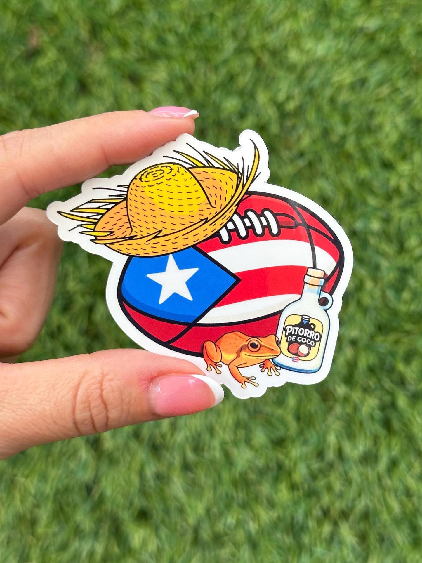 Boricua Football Sticker | Puerto Rico Vinyl Decal for Laptop & Water Bottle