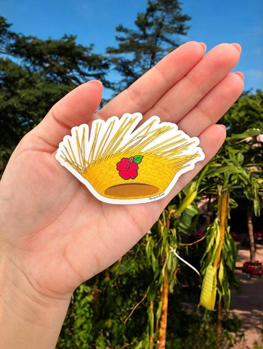 Traditional Puerto Rican Jibaro Pava Hat Sticker | Boricua Vinyl Decal for Laptop & Water Bottle