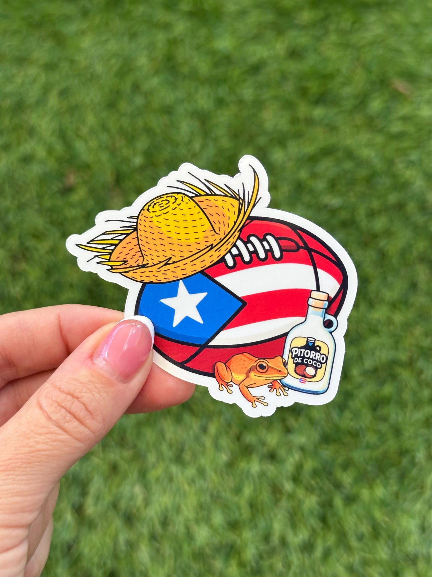 Boricua football sticker, Puerto Rico pride vinyl decal for laptops and water bottles