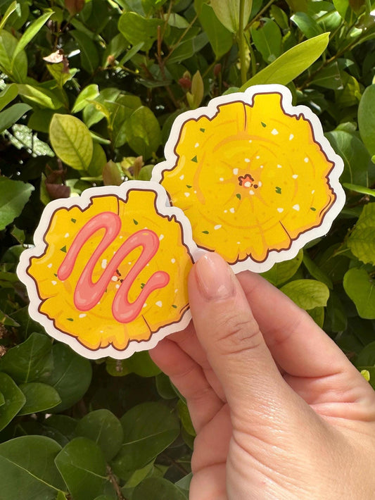 Puerto Rico plantain toston sticker with mayoketchup, Caribbean food vinyl decal