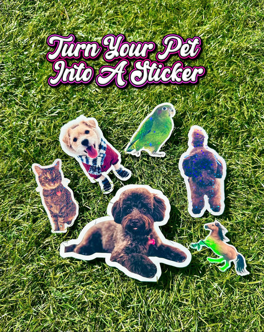 Custom Pet Photo Sticker | Personalized Animal Vinyl Decal for Laptop & Water Bottle